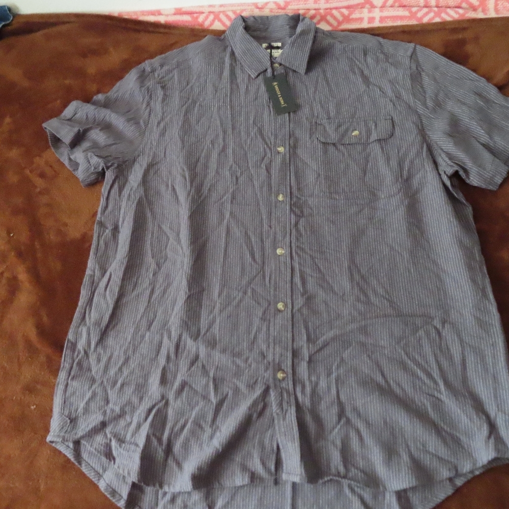 Bridge & Burn marten slate pinstripe Short Sleeve Button Up Shirt Men’s Sz 2XL
